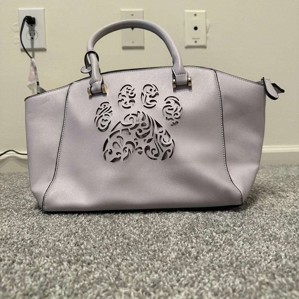 Pawsitively Beautiful bag Purse Dog Paw Print‎ Purple